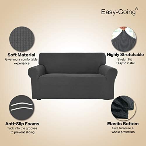 Easy-Going Stretch Oversized Sofa Couch Slipcover Washable Dark Gray