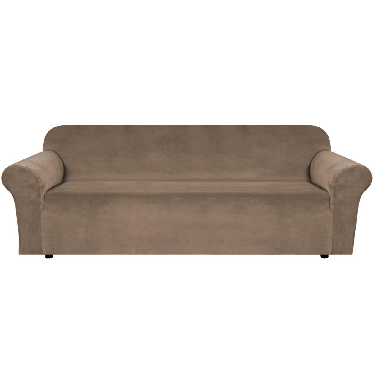 H.VERSAILTEX 1 Peice Stretch Velvet Sofa Covers for 3 Cushion Couch Covers Sofa Slipcovers Furniture Protector Soft, Crafted from Thick Comfy Rich Velour (Sofa 72"-90", Oatmeal)