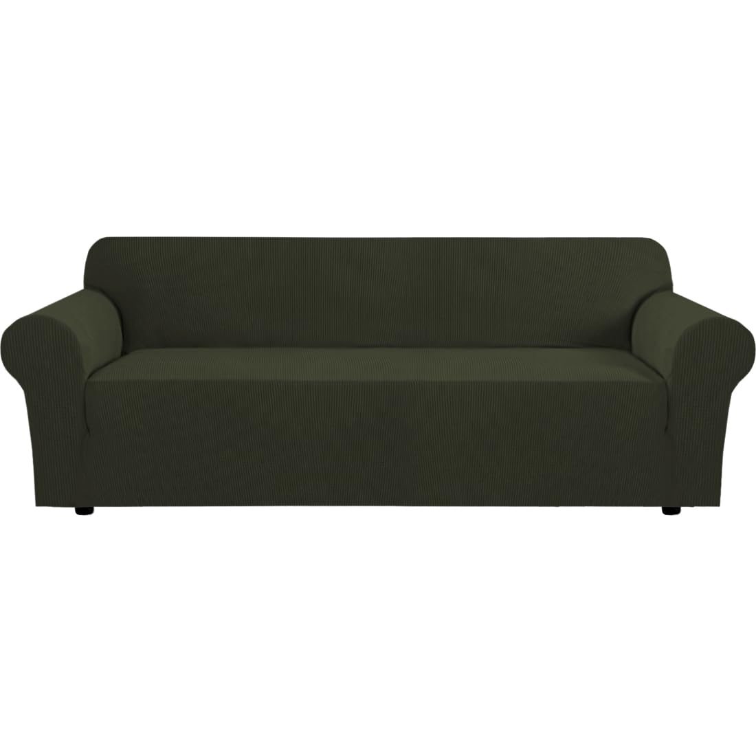 H.VERSAILTEX Stretch Sofa Covers for 3 Cushion Couch Covers Sofa Slipcovers for Living Room Feature Thick Checked Jacquard Fabric with Elastic Bottom, Sofa Large - Natural