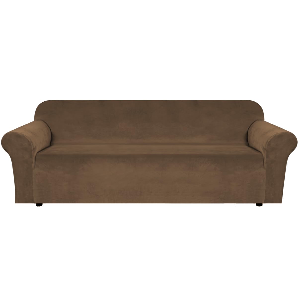 H.VERSAILTEX 1 Peice Stretch Velvet Sofa Covers for 3 Cushion Couch Covers Sofa Slipcovers Furniture Protector Soft, Crafted from Thick Comfy Rich Velour (Sofa 72"-90", Oatmeal)