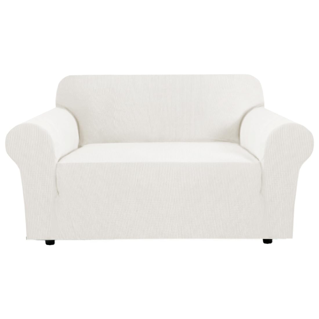 H.VERSAILTEX Stretch Sofa Covers for 3 Cushion Couch Covers Sofa Slipcovers for Living Room Feature Thick Checked Jacquard Fabric with Elastic Bottom, Sofa Large - Natural