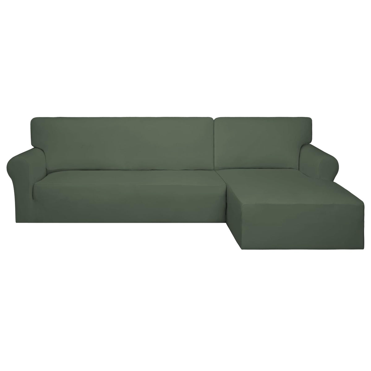 PureFit Super Stretch Sectional Couch Covers - 2 pcs Spandex Non Slip, with Elastic Bottom for L Shape Sectional Sofa Couches, Great for Kids & Pets (3 Seat Sofa + 3 Seat Chaise, Dark Gray)