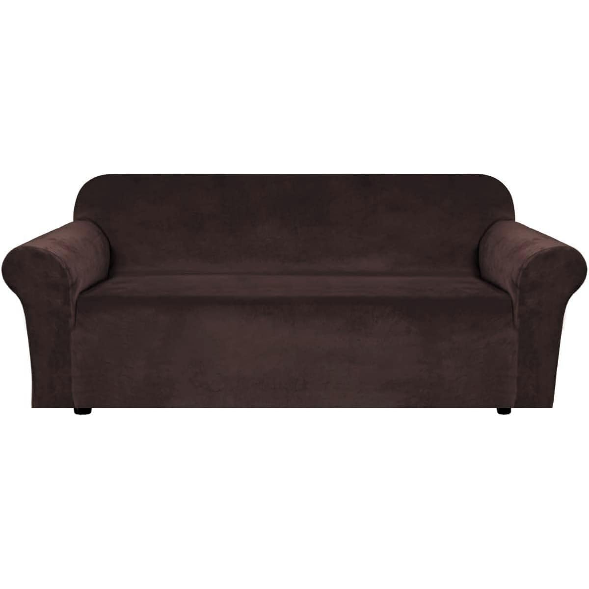 H.VERSAILTEX 1 Peice Stretch Velvet Sofa Covers for 3 Cushion Couch Covers Sofa Slipcovers Furniture Protector Soft, Crafted from Thick Comfy Rich Velour (Sofa 72"-90", Oatmeal)