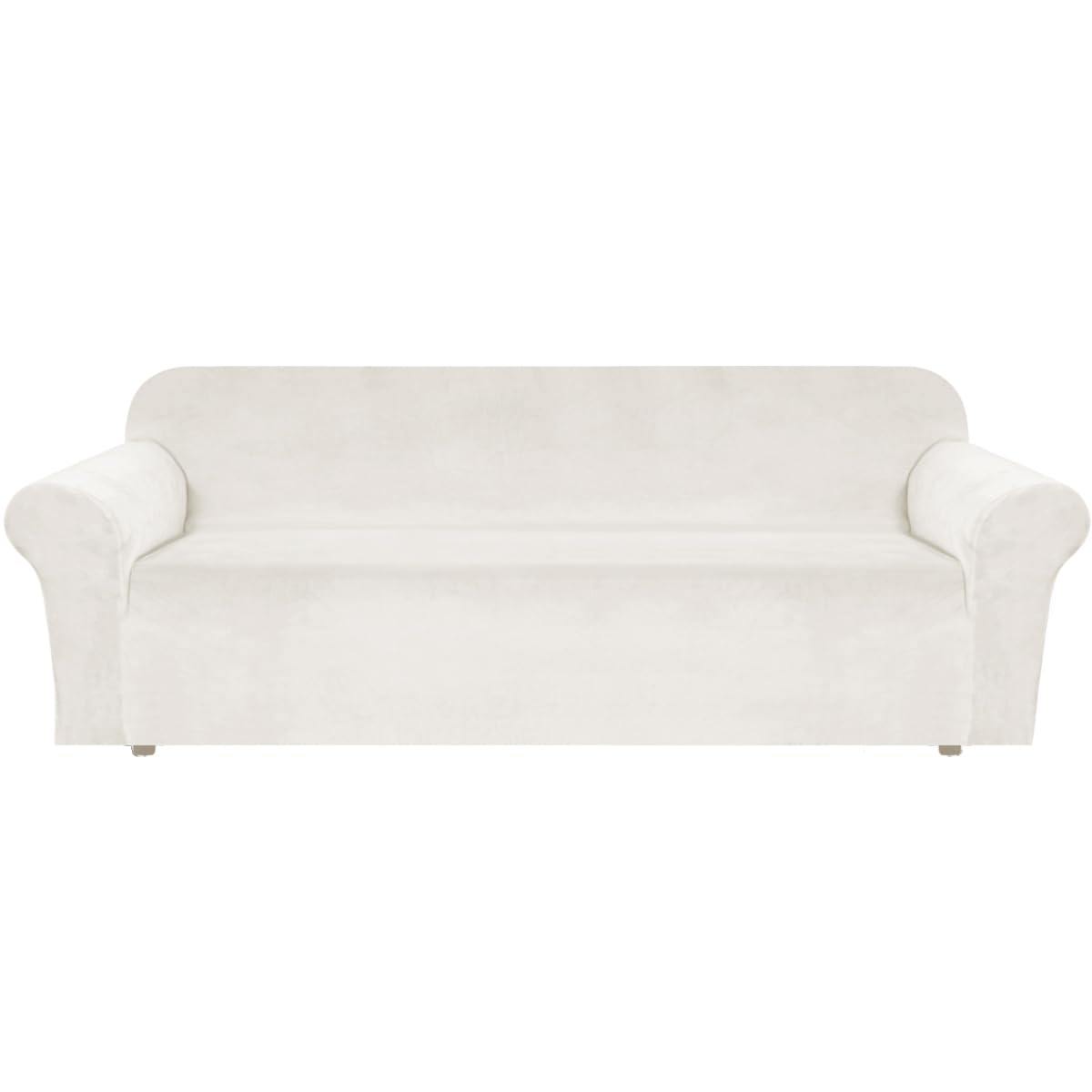 H.VERSAILTEX 1 Peice Stretch Velvet Sofa Covers for 3 Cushion Couch Covers Sofa Slipcovers Furniture Protector Soft, Crafted from Thick Comfy Rich Velour (Sofa 72"-90", Oatmeal)
