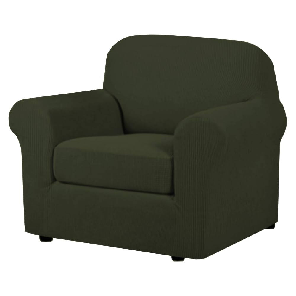 H.VERSAILTEX 4 Piece Stretch Sofa Covers for 3 Cushion Couch Covers for Living Room Slipcovers (Base Cover Plus 3 Seat Cushion Covers) Upgraded Thicker Jacquard Fabric (Sofa, Sand)