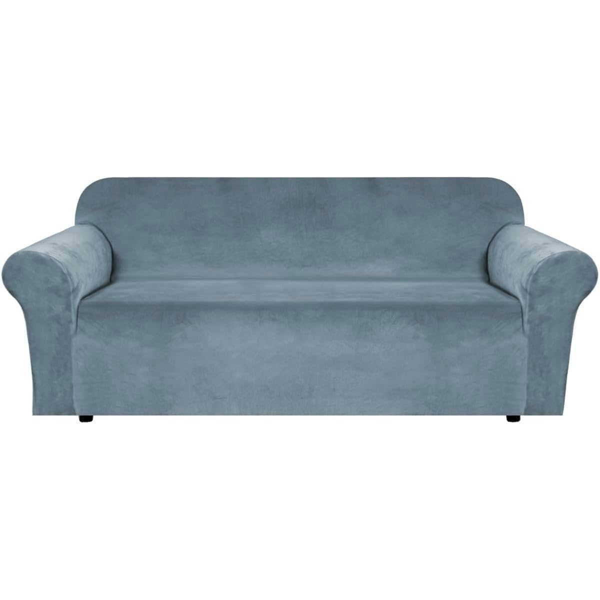 H.VERSAILTEX 1 Peice Stretch Velvet Sofa Covers for 3 Cushion Couch Covers Sofa Slipcovers Furniture Protector Soft, Crafted from Thick Comfy Rich Velour (Sofa 72"-90", Oatmeal)