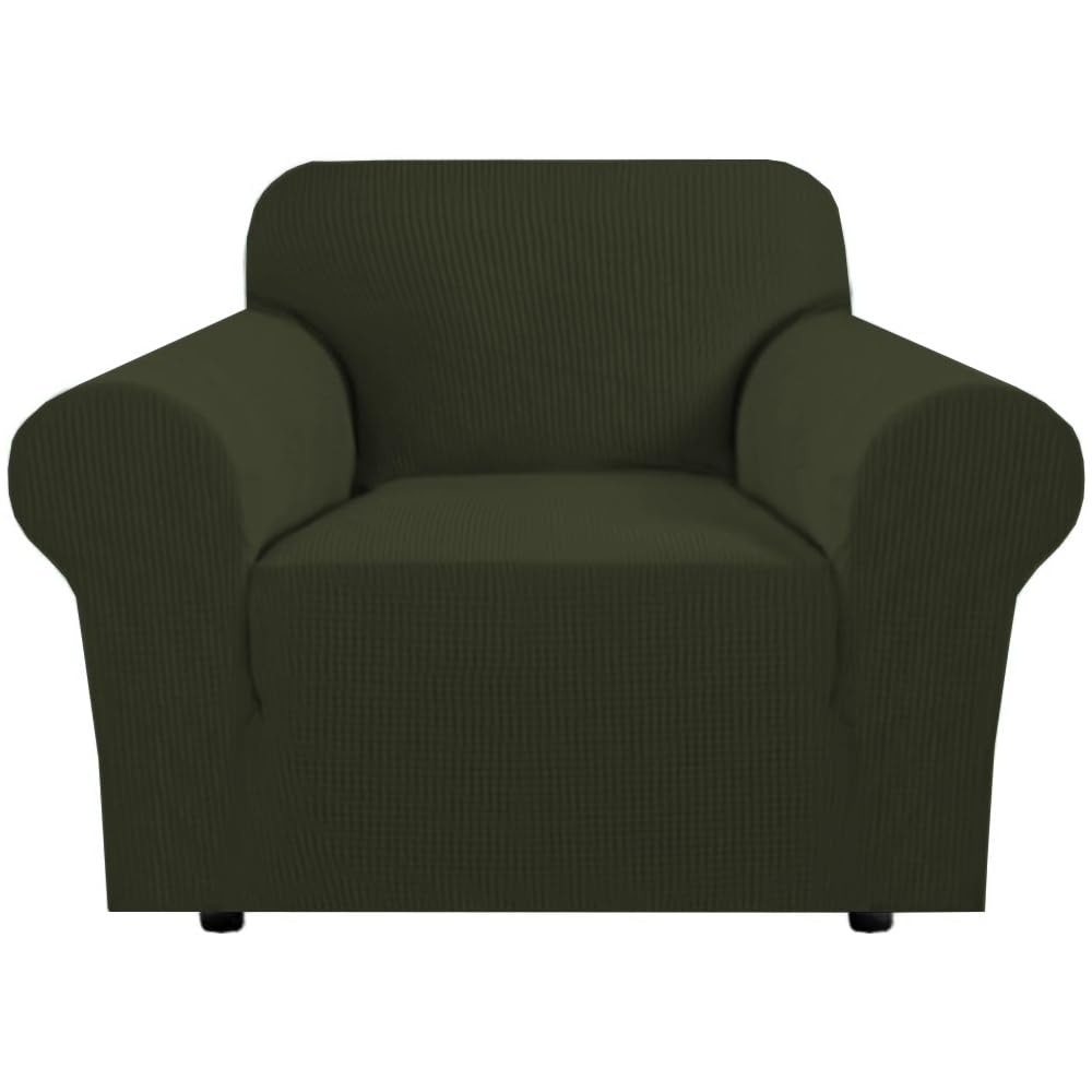 H.VERSAILTEX Stretch Sofa Covers for 3 Cushion Couch Covers Sofa Slipcovers for Living Room Feature Thick Checked Jacquard Fabric with Elastic Bottom, Sofa Large - Natural