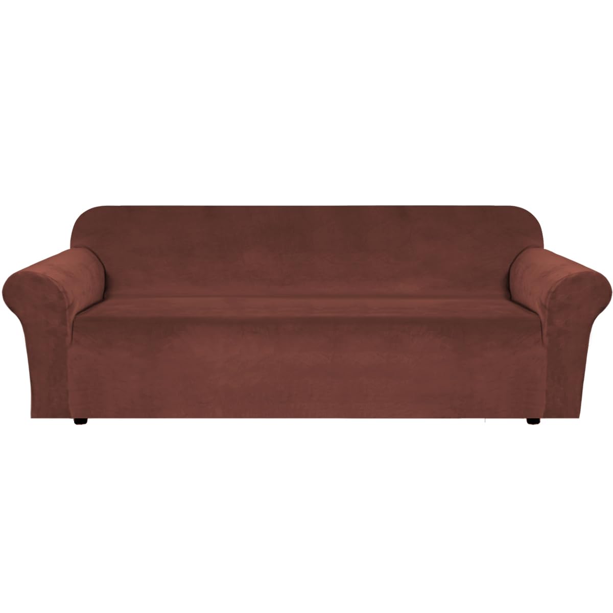 H.VERSAILTEX 1 Peice Stretch Velvet Sofa Covers for 3 Cushion Couch Covers Sofa Slipcovers Furniture Protector Soft, Crafted from Thick Comfy Rich Velour (Sofa 72"-90", Oatmeal)