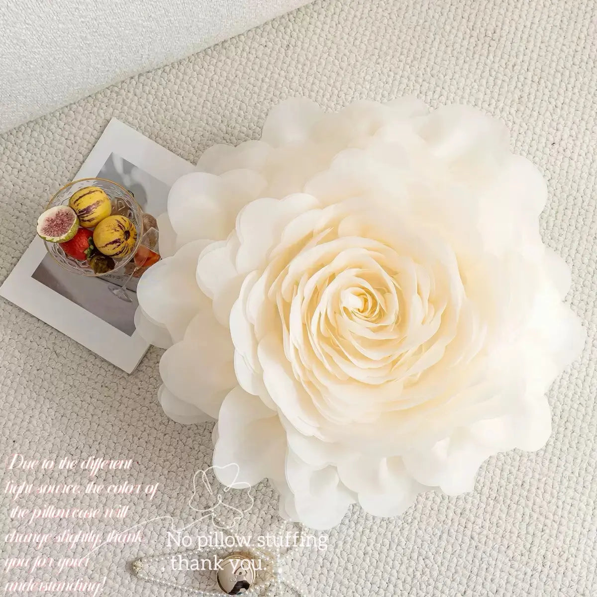 Princess Style 3D Rose Flower Pillow Cover, French Romantic Home Decor Bedroom Decorative Accessories Cushion Case, Handmade Realistic Rose Peony Sofa Bed Pillow, Gift for Holidays Birthdays