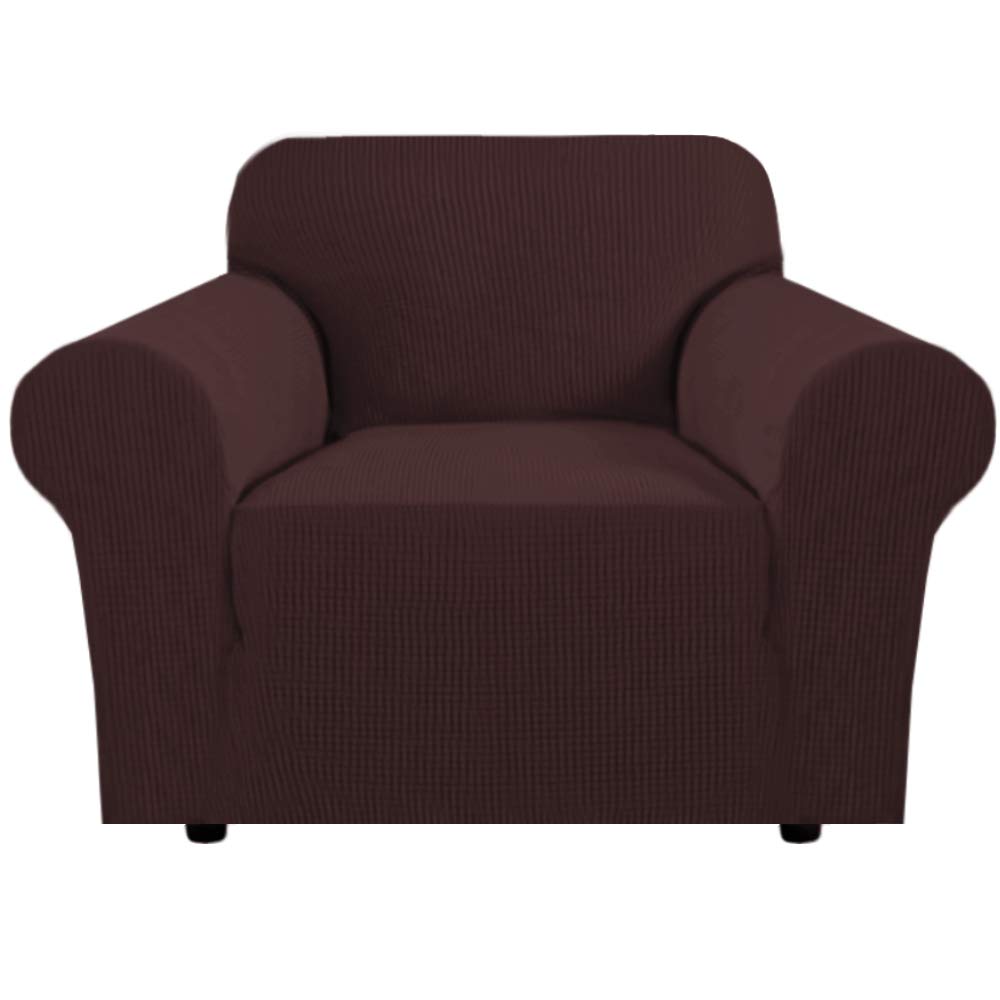 H.VERSAILTEX Stretch Sofa Covers for 3 Cushion Couch Covers Sofa Slipcovers for Living Room Feature Thick Checked Jacquard Fabric with Elastic Bottom, Sofa Large - Natural