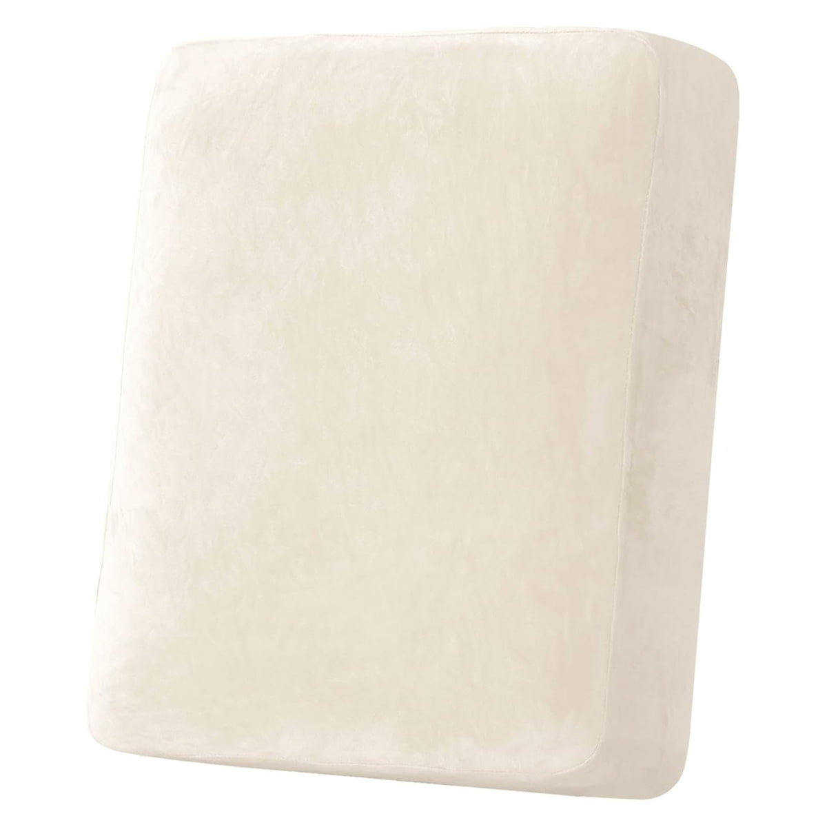 H.VERSAILTEX Velvet Stretch Couch Cushion Cover Plush Cushion Slipcover for Chair Loveseat Sofa Cushion Furniture Protector Seat Cushion Sofa Cover (2 Piece Large Sofa Cushion Covers, Ivory)