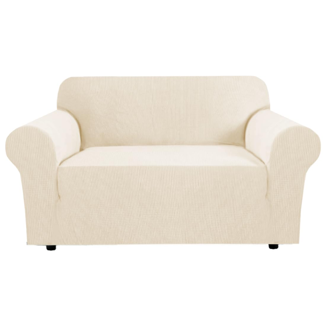 H.VERSAILTEX Stretch Sofa Covers for 3 Cushion Couch Covers Sofa Slipcovers for Living Room Feature Thick Checked Jacquard Fabric with Elastic Bottom, Sofa Large - Natural