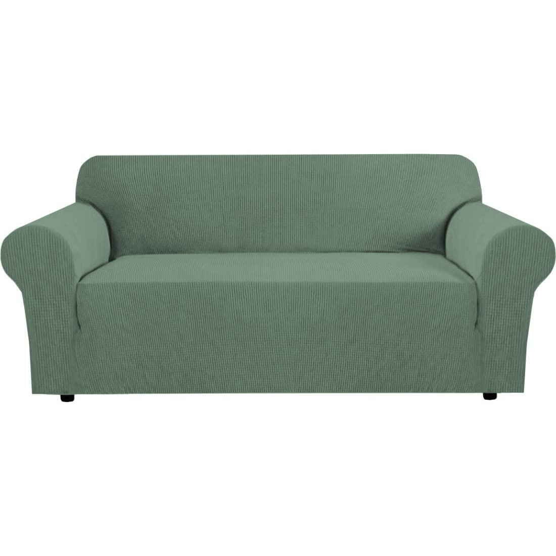 H.VERSAILTEX Stretch Sofa Covers for 3 Cushion Couch Covers Sofa Slipcovers for Living Room Feature Thick Checked Jacquard Fabric with Elastic Bottom, Sofa Large - Natural