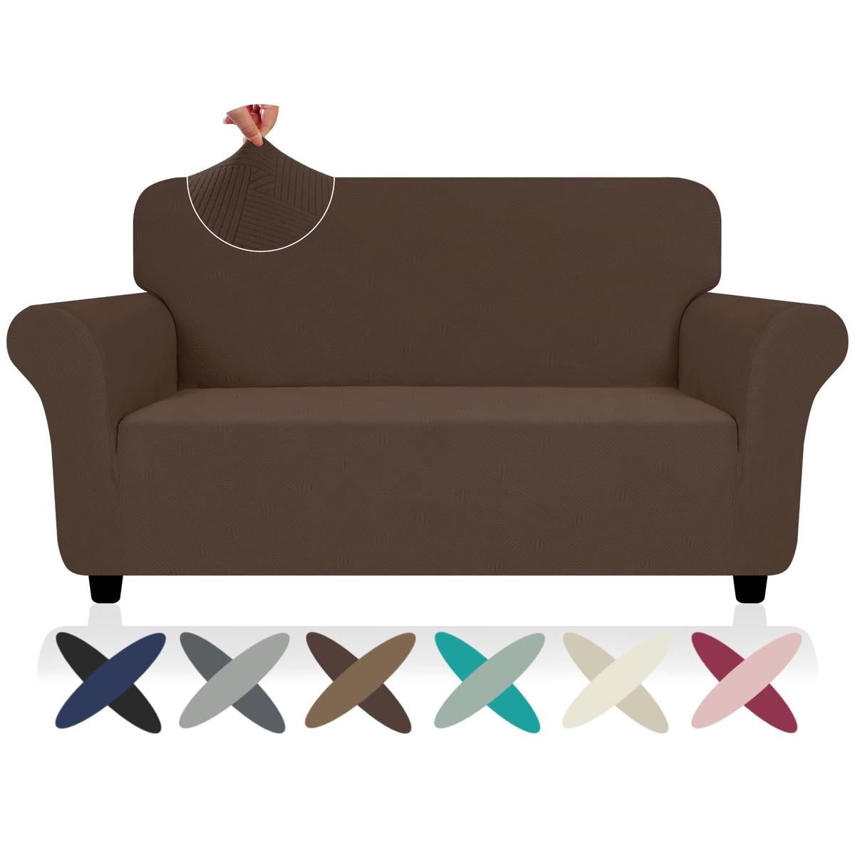 ZNSAYOTX Super Stretch Couch Cover (72"-92") Universal Sofa Covers with Elastic Bottom, Dog Cat Pets Friendly Washable Furniture Protector Fitted Sofa Slipcovers Stay in Place (Dark Grey, Sofa)