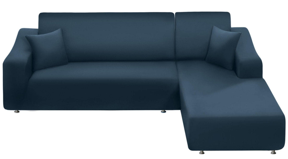 NAISI Couch Cover L Shape 2 Pieces Sofa Cover Soft Stretch Slipcovers with 2pcs Pillowcases Furniture Protector Sectional Couch Covers 3 Seater + 3 Seater(Black)