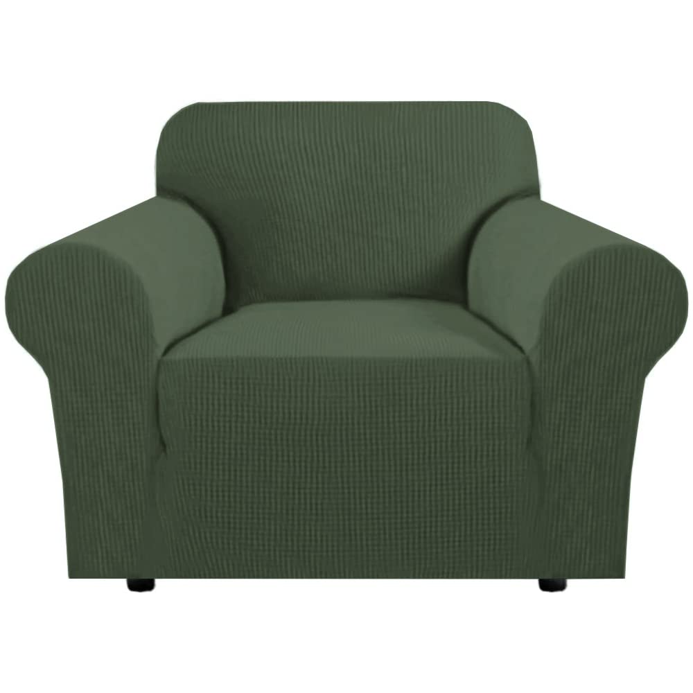 H.VERSAILTEX Stretch Sofa Covers for 3 Cushion Couch Covers Sofa Slipcovers for Living Room Feature Thick Checked Jacquard Fabric with Elastic Bottom, Sofa Large - Natural