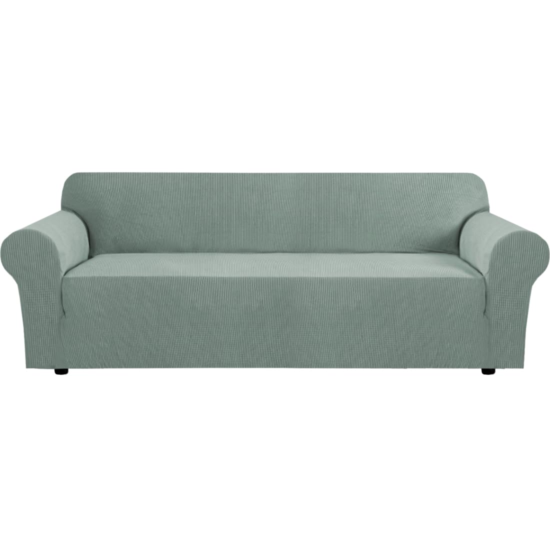 H.VERSAILTEX Stretch Sofa Covers for 3 Cushion Couch Covers Sofa Slipcovers for Living Room Feature Thick Checked Jacquard Fabric with Elastic Bottom, Sofa Large - Natural