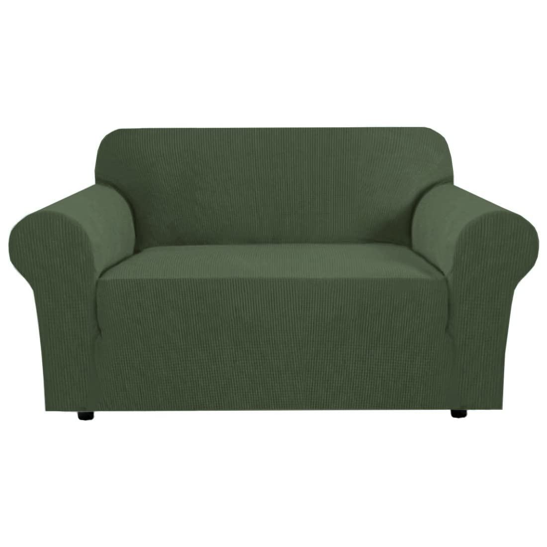 H.VERSAILTEX Stretch Sofa Covers for 3 Cushion Couch Covers Sofa Slipcovers for Living Room Feature Thick Checked Jacquard Fabric with Elastic Bottom, Sofa Large - Natural