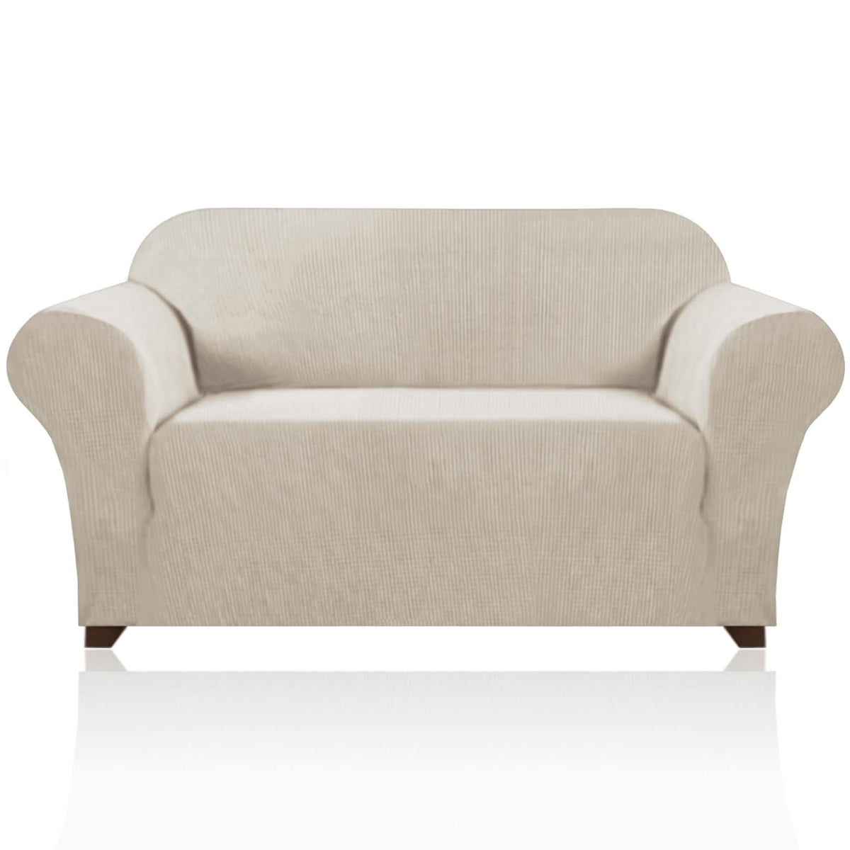 PrinceDeco Stretch Loveseat Sofa Cover Slipcover Couch Cover for 2 Cushion Sofa Washable Sofa Cover for Pets Friendly Furniture Protector Covers with Non Slip Bottom(Loveseat, Brown)