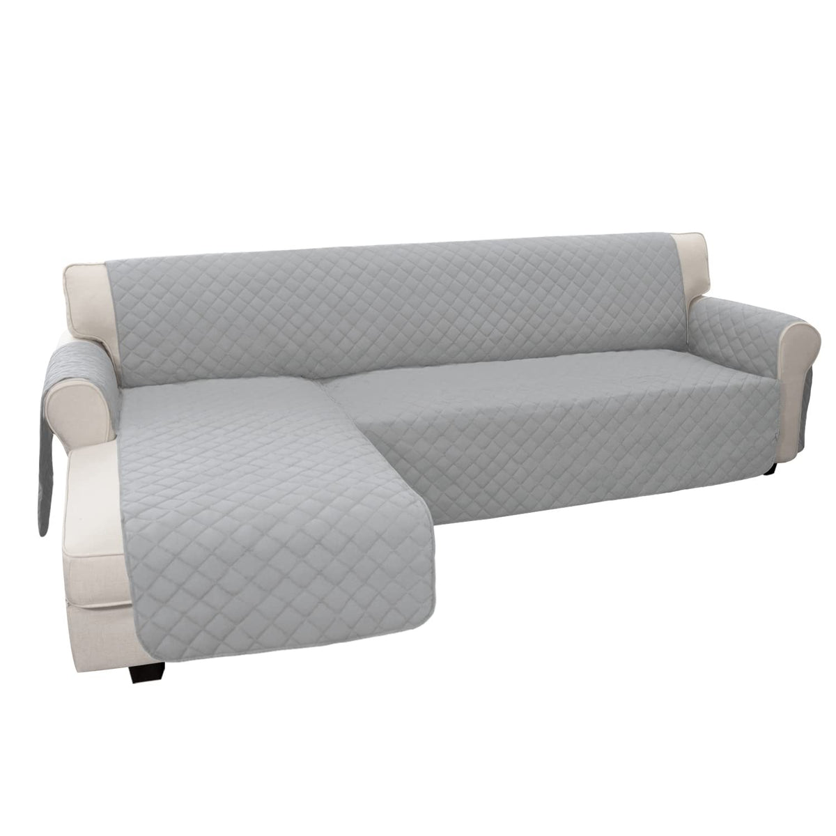 Easy-Going Sectional Couch Covers for Dogs L Shape Sofa Cover Reversible Sofa Slipcover Chaise Lounge Cover Furniture Protector Cover for Pets Dog Cat (Large, Dark Gray/Dark Gray)