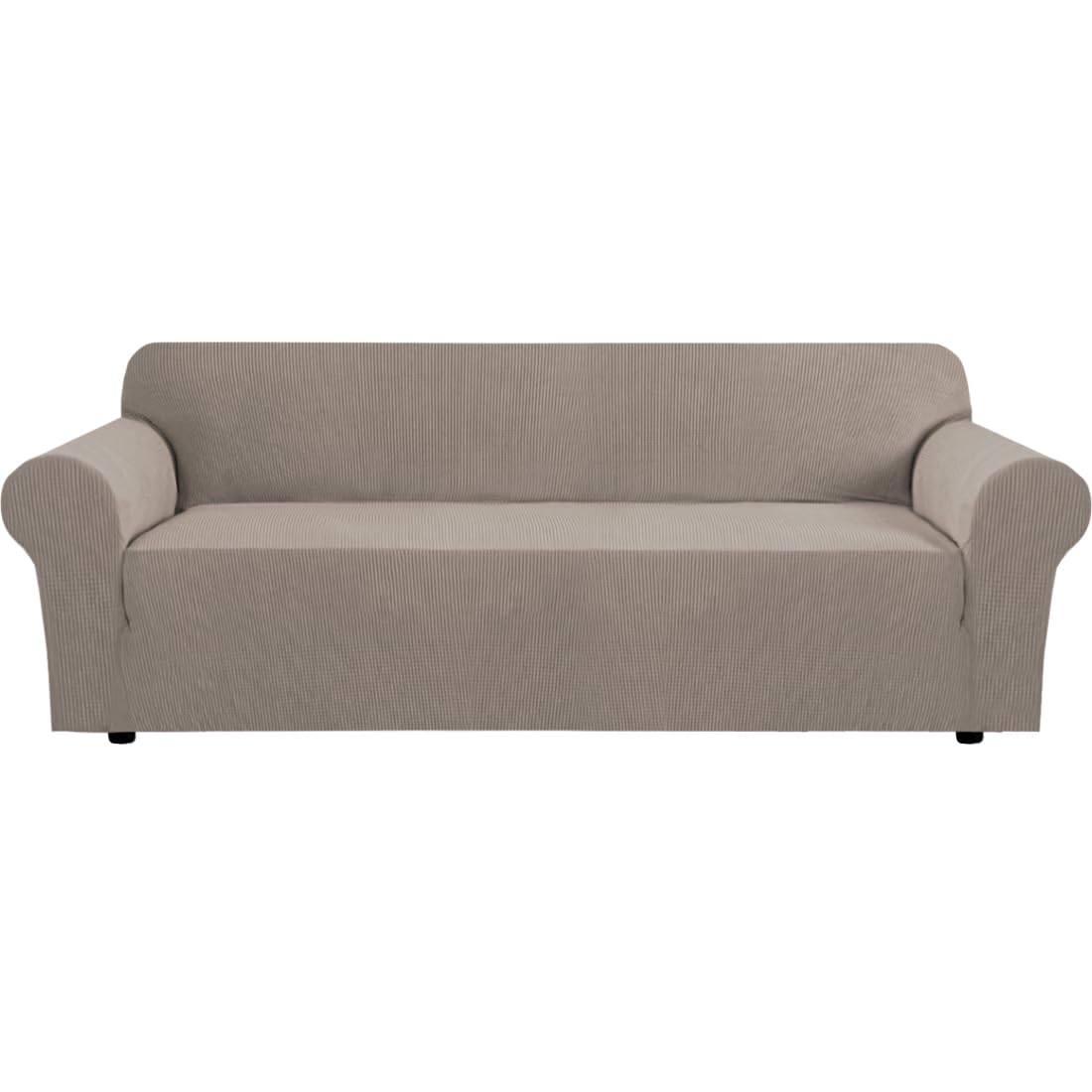 H.VERSAILTEX Stretch Sofa Covers for 3 Cushion Couch Covers Sofa Slipcovers for Living Room Feature Thick Checked Jacquard Fabric with Elastic Bottom, Sofa Large - Natural