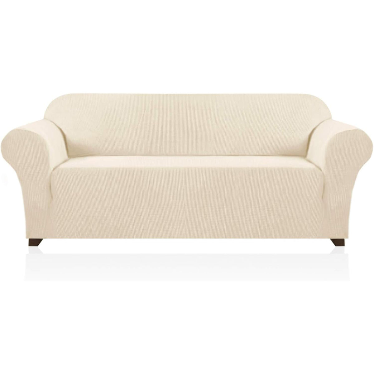 PrinceDeco Stretch Loveseat Sofa Cover Slipcover Couch Cover for 2 Cushion Sofa Washable Sofa Cover for Pets Friendly Furniture Protector Covers with Non Slip Bottom(Loveseat, Brown)