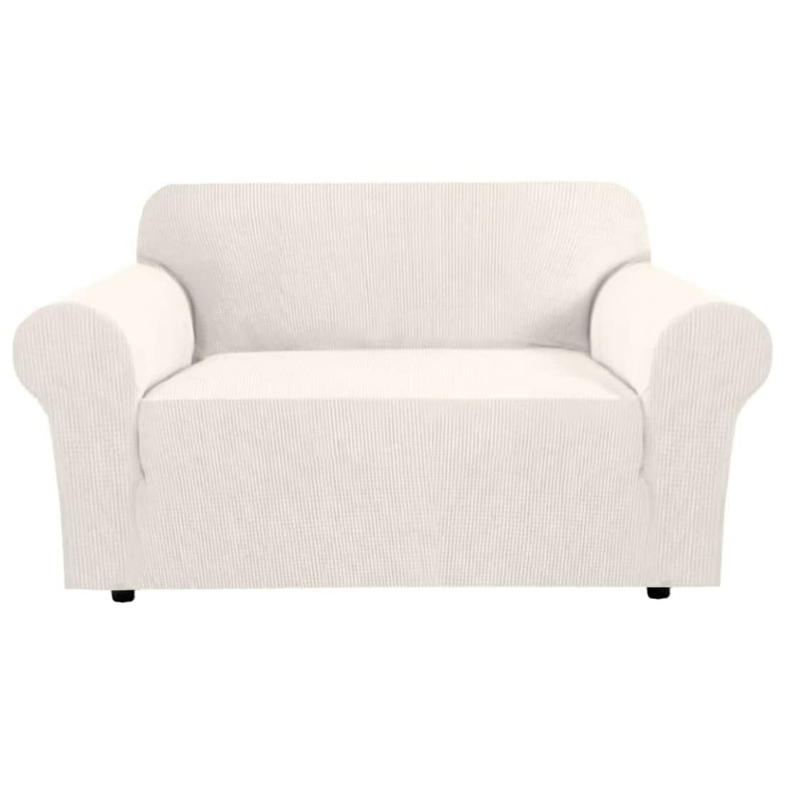 H.VERSAILTEX Stretch Sofa Covers for 3 Cushion Couch Covers Sofa Slipcovers for Living Room Feature Thick Checked Jacquard Fabric with Elastic Bottom, Sofa Large - Natural