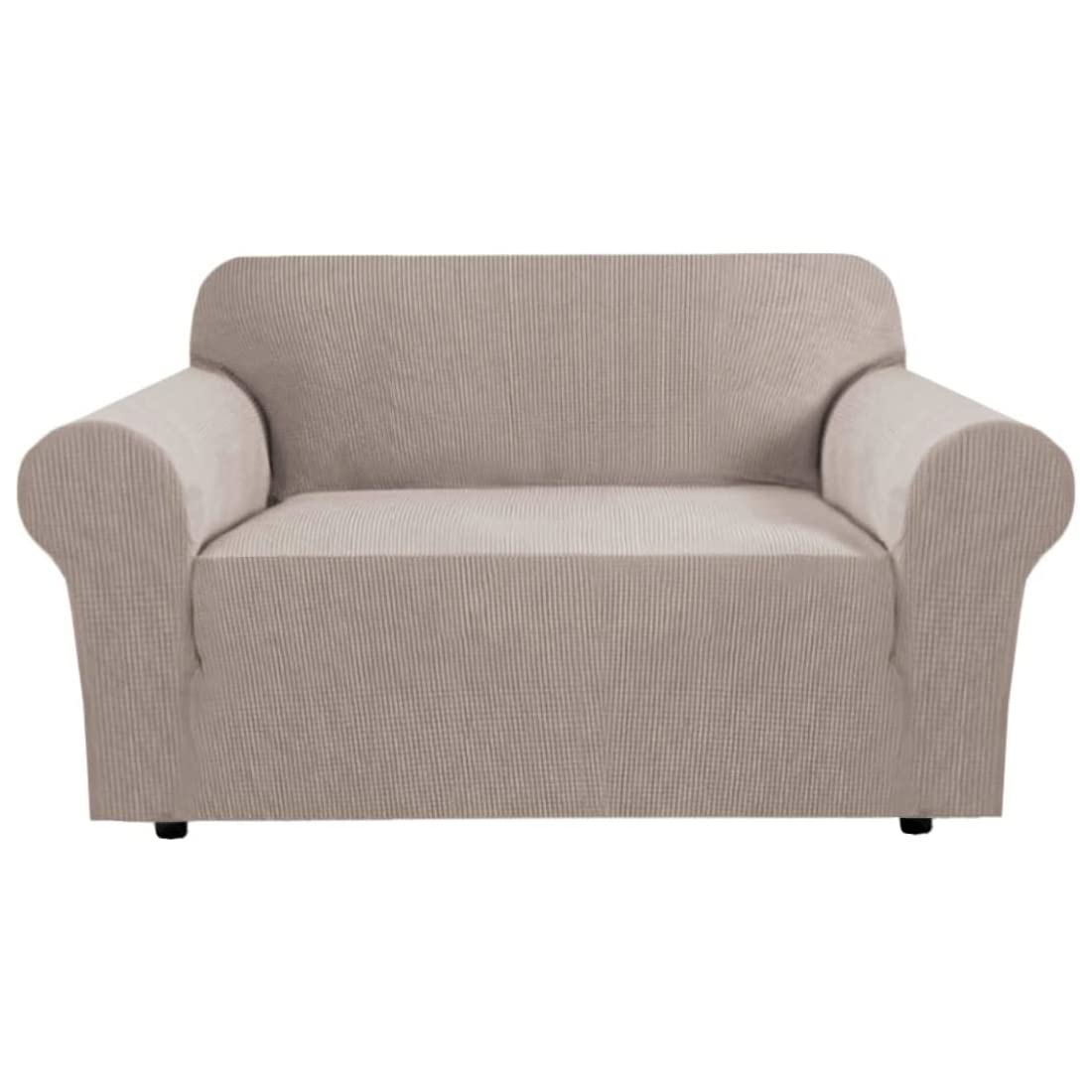 H.VERSAILTEX Stretch Sofa Covers for 3 Cushion Couch Covers Sofa Slipcovers for Living Room Feature Thick Checked Jacquard Fabric with Elastic Bottom, Sofa Large - Natural
