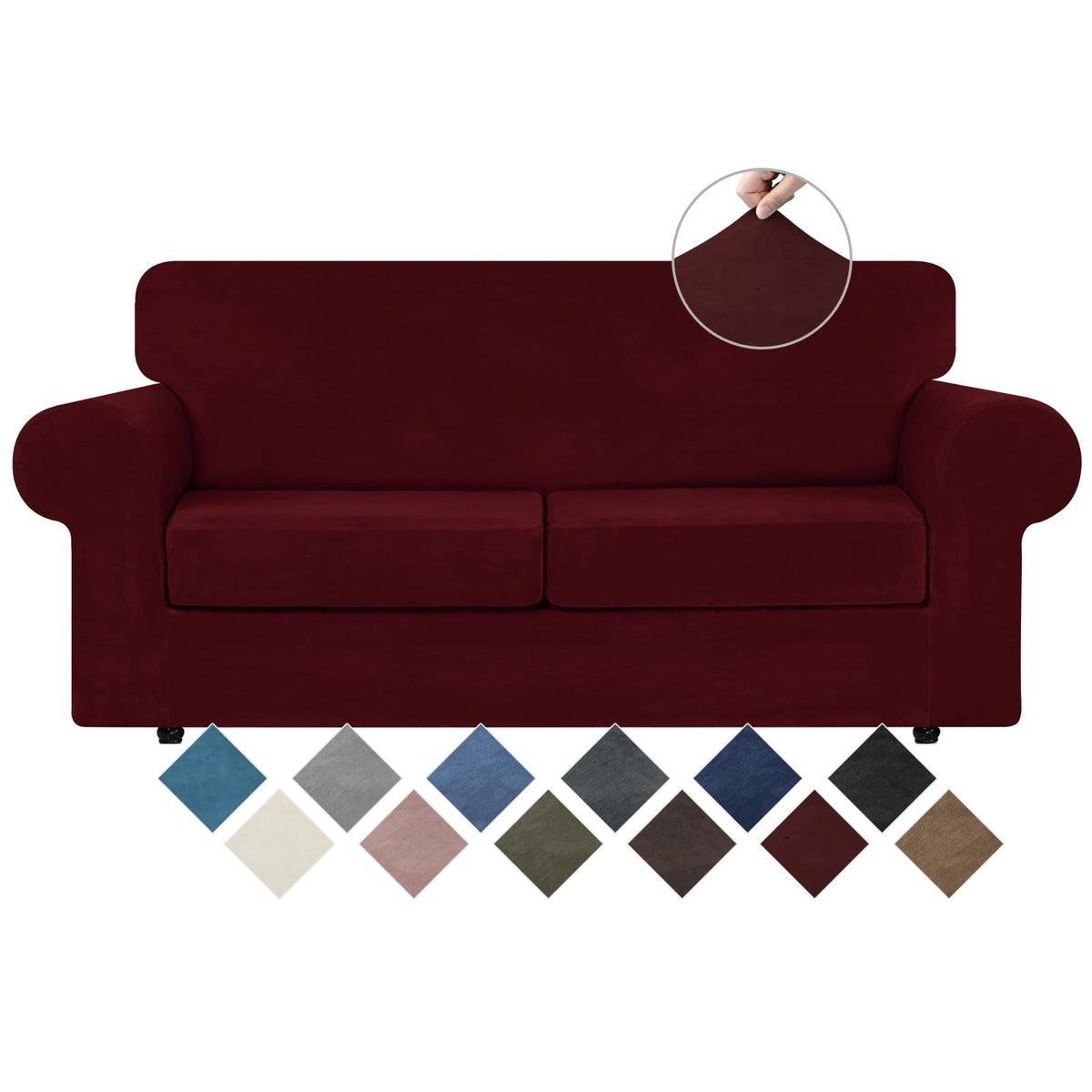 WEERRW 4 Pieces Couch Cover for Sofa Velvet Sofa Covers Washable, Dark Grey