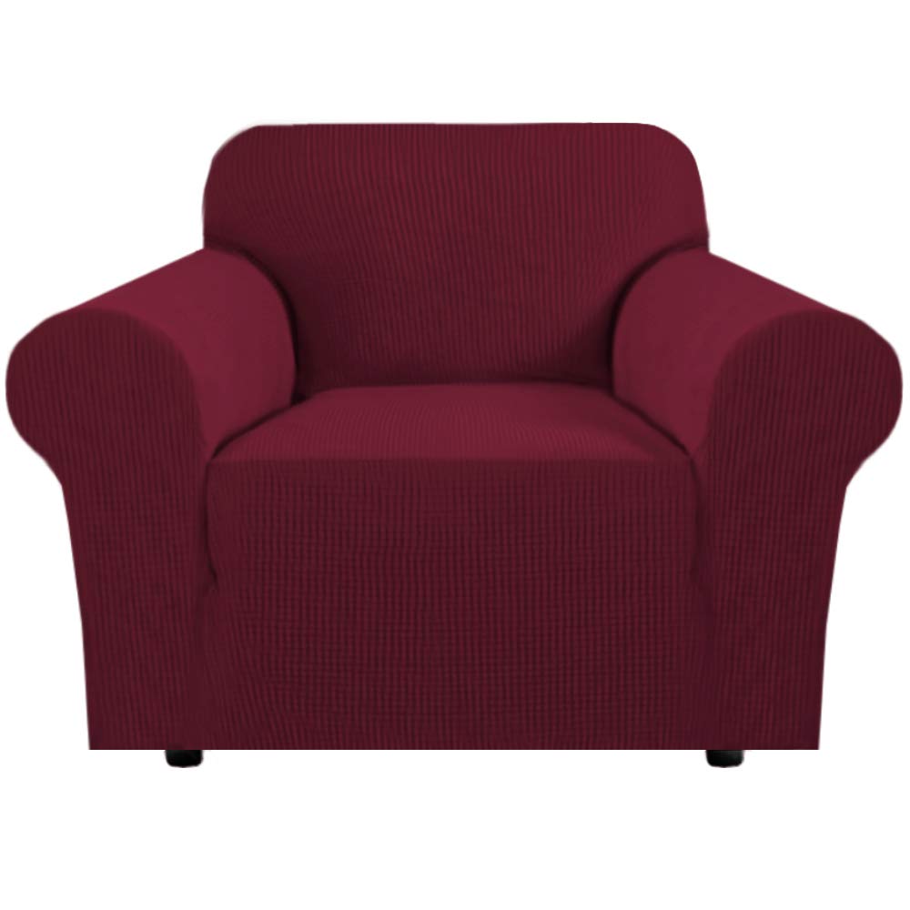 H.VERSAILTEX Stretch Sofa Covers for 3 Cushion Couch Covers Sofa Slipcovers for Living Room Feature Thick Checked Jacquard Fabric with Elastic Bottom, Sofa Large - Natural