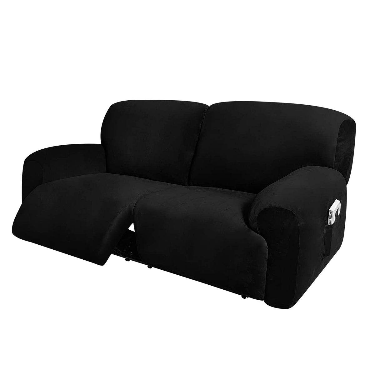 ULTICOR Extra Wide 75-100" 2 Seater Reclining Sofa Slipcover, Velvet Stretch 6-Piece, Soft Washable (Dark Grey)