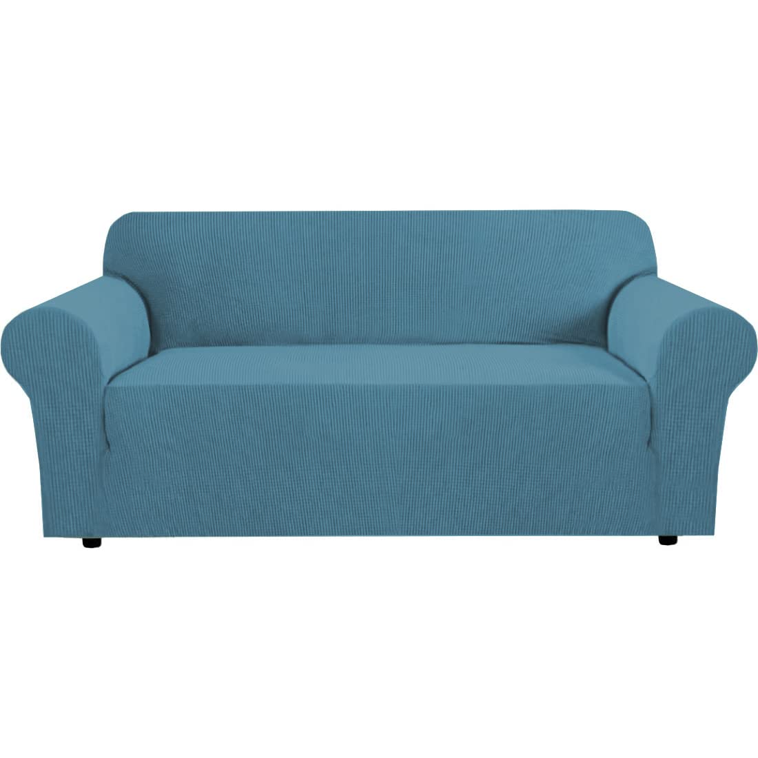 H.VERSAILTEX Stretch Sofa Covers for 3 Cushion Couch Covers Sofa Slipcovers for Living Room Feature Thick Checked Jacquard Fabric with Elastic Bottom, Sofa Large - Natural