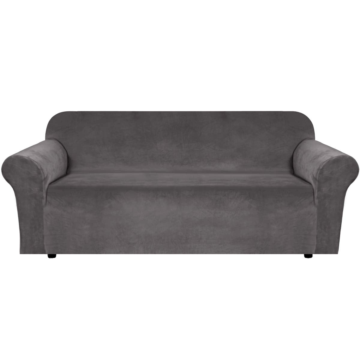 H.VERSAILTEX 1 Peice Stretch Velvet Sofa Covers for 3 Cushion Couch Covers Sofa Slipcovers Furniture Protector Soft, Crafted from Thick Comfy Rich Velour (Sofa 72"-90", Oatmeal)