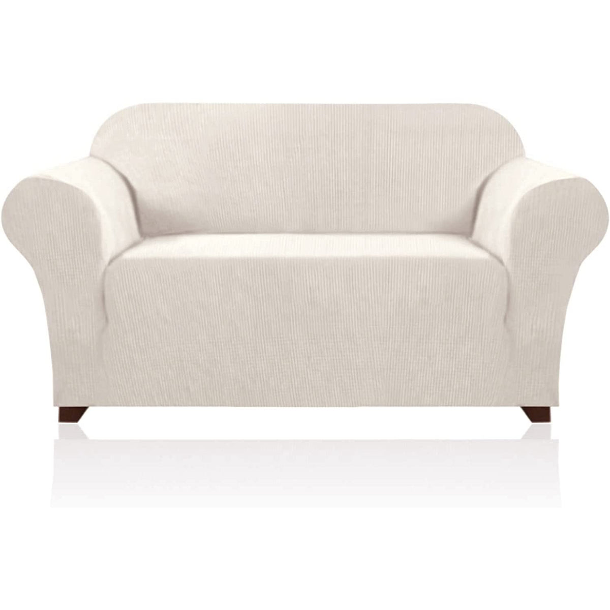 PrinceDeco Stretch Loveseat Sofa Cover Slipcover Couch Cover for 2 Cushion Sofa Washable Sofa Cover for Pets Friendly Furniture Protector Covers with Non Slip Bottom(Loveseat, Brown)