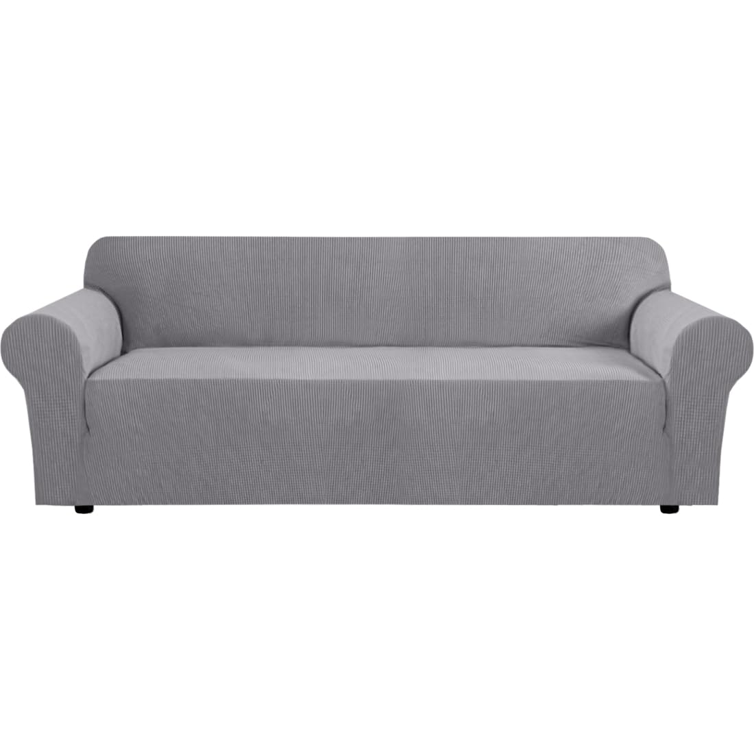 H.VERSAILTEX Stretch Sofa Covers for 3 Cushion Couch Covers Sofa Slipcovers for Living Room Feature Thick Checked Jacquard Fabric with Elastic Bottom, Sofa Large - Natural