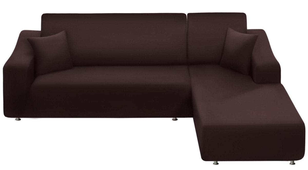 NAISI Couch Cover L Shape 2 Pieces Sofa Cover Soft Stretch Slipcovers with 2pcs Pillowcases Furniture Protector Sectional Couch Covers 3 Seater + 3 Seater(Black)