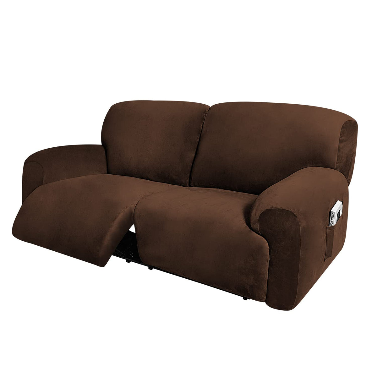 ULTICOR Extra Wide 75-100" 2 Seater Reclining Sofa Slipcover, Velvet Stretch 6-Piece, Soft Washable (Dark Grey)