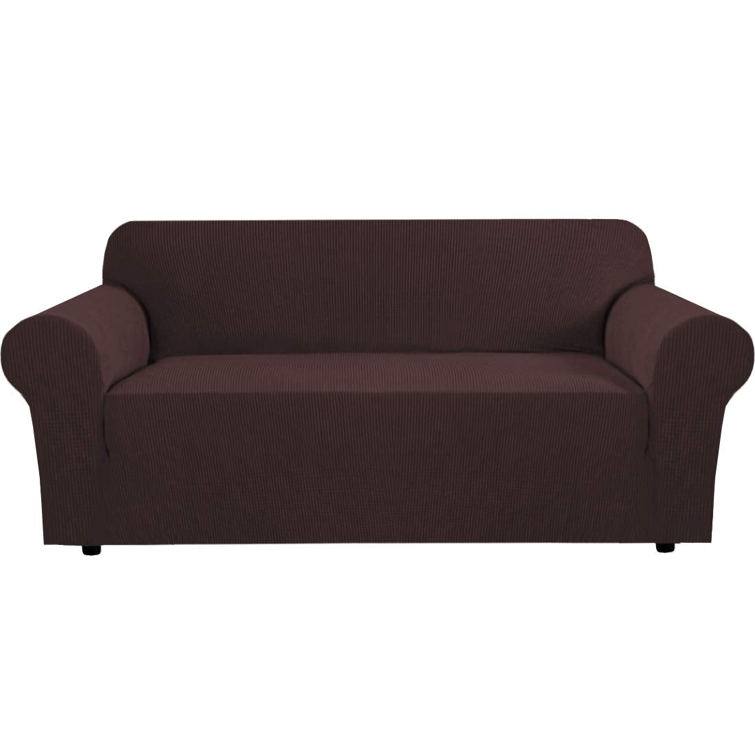 H.VERSAILTEX Stretch Sofa Covers for 3 Cushion Couch Covers Sofa Slipcovers for Living Room Feature Thick Checked Jacquard Fabric with Elastic Bottom, Sofa Large - Natural