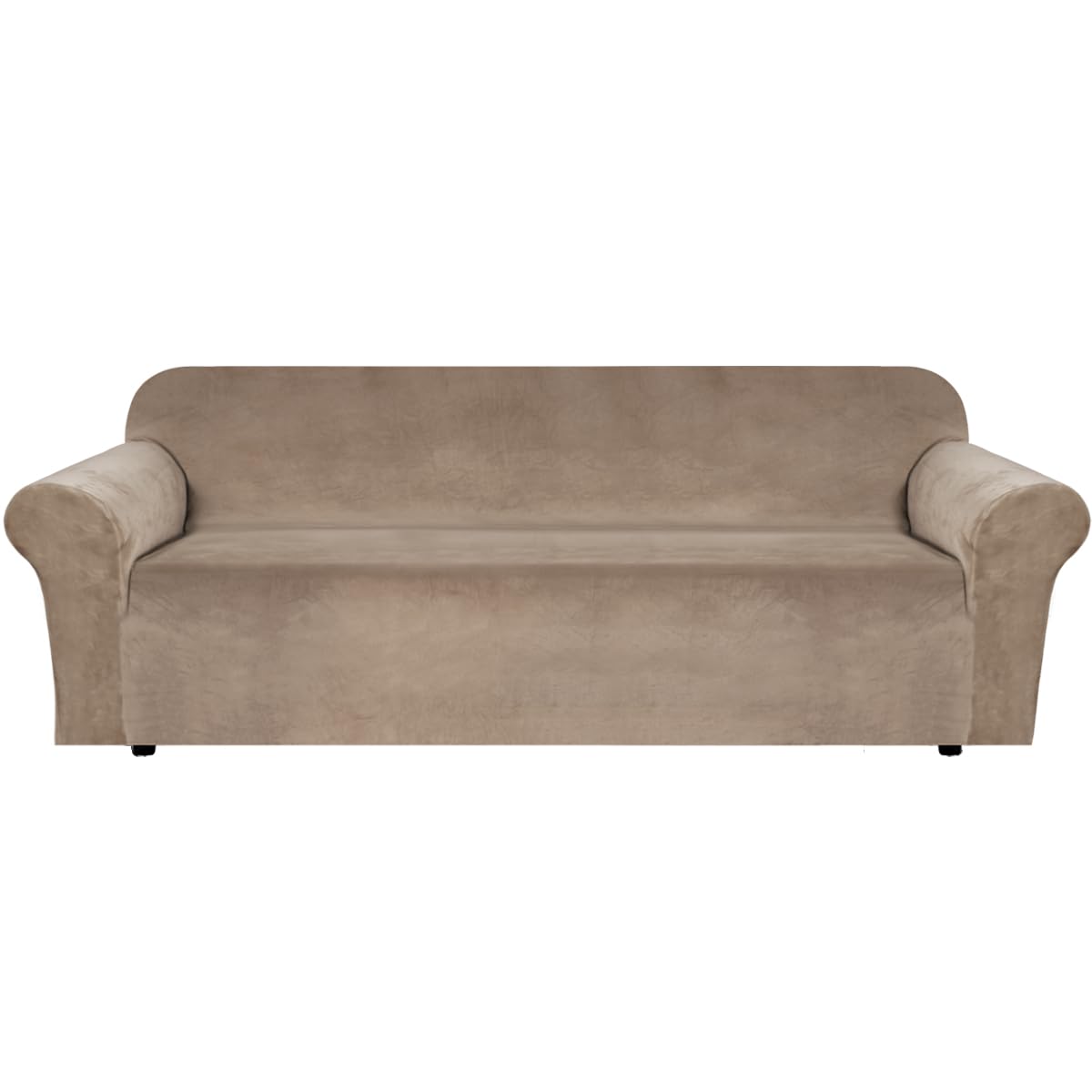 H.VERSAILTEX 1 Peice Stretch Velvet Sofa Covers for 3 Cushion Couch Covers Sofa Slipcovers Furniture Protector Soft, Crafted from Thick Comfy Rich Velour (Sofa 72"-90", Oatmeal)