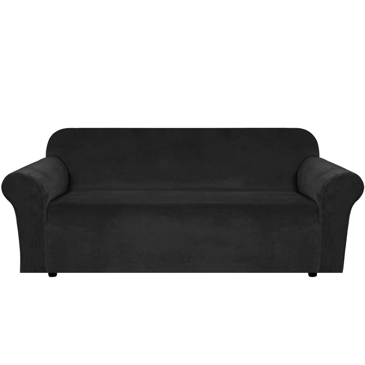 H.VERSAILTEX 1 Peice Stretch Velvet Sofa Covers for 3 Cushion Couch Covers Sofa Slipcovers Furniture Protector Soft, Crafted from Thick Comfy Rich Velour (Sofa 72"-90", Oatmeal)