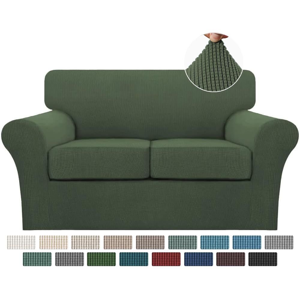 Turquoize 4 Piece Couch Cover Sofa Covers for 3 Cushion Couch Sofa Slipcovers Washable Sofa Cover for Dogs with Individual Couch Cushion Covers Feature Jacquard Fabric(3 Cushion Sofa, Biscotti Beige)