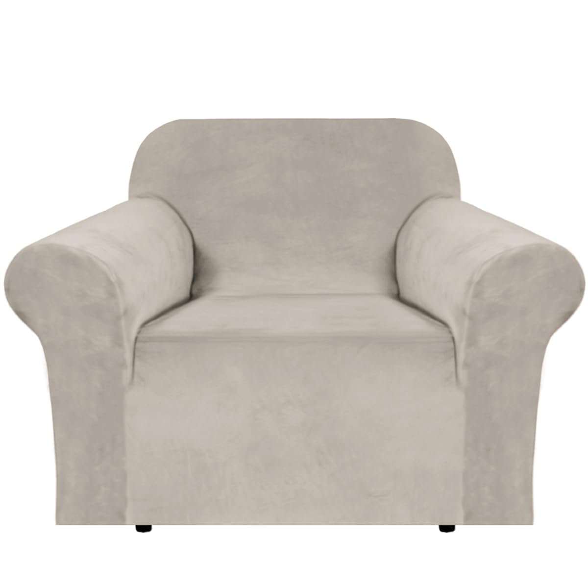 H.VERSAILTEX 1 Peice Stretch Velvet Sofa Covers for 3 Cushion Couch Covers Sofa Slipcovers Furniture Protector Soft, Crafted from Thick Comfy Rich Velour (Sofa 72"-90", Oatmeal)