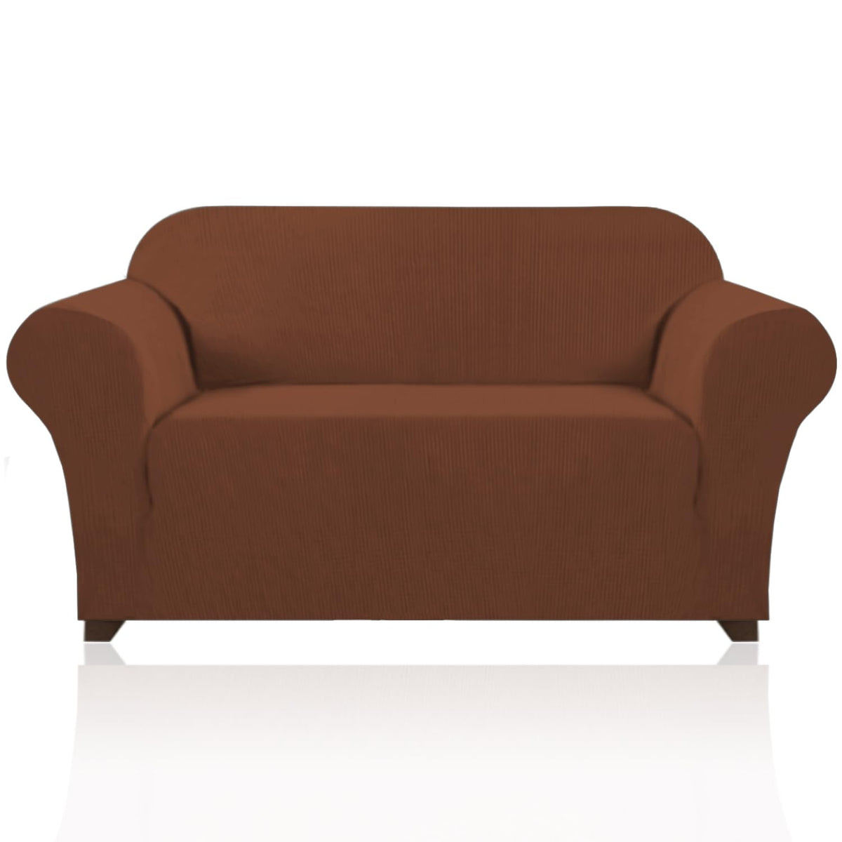 PrinceDeco Stretch Loveseat Sofa Cover Slipcover Couch Cover for 2 Cushion Sofa Washable Sofa Cover for Pets Friendly Furniture Protector Covers with Non Slip Bottom(Loveseat, Brown)