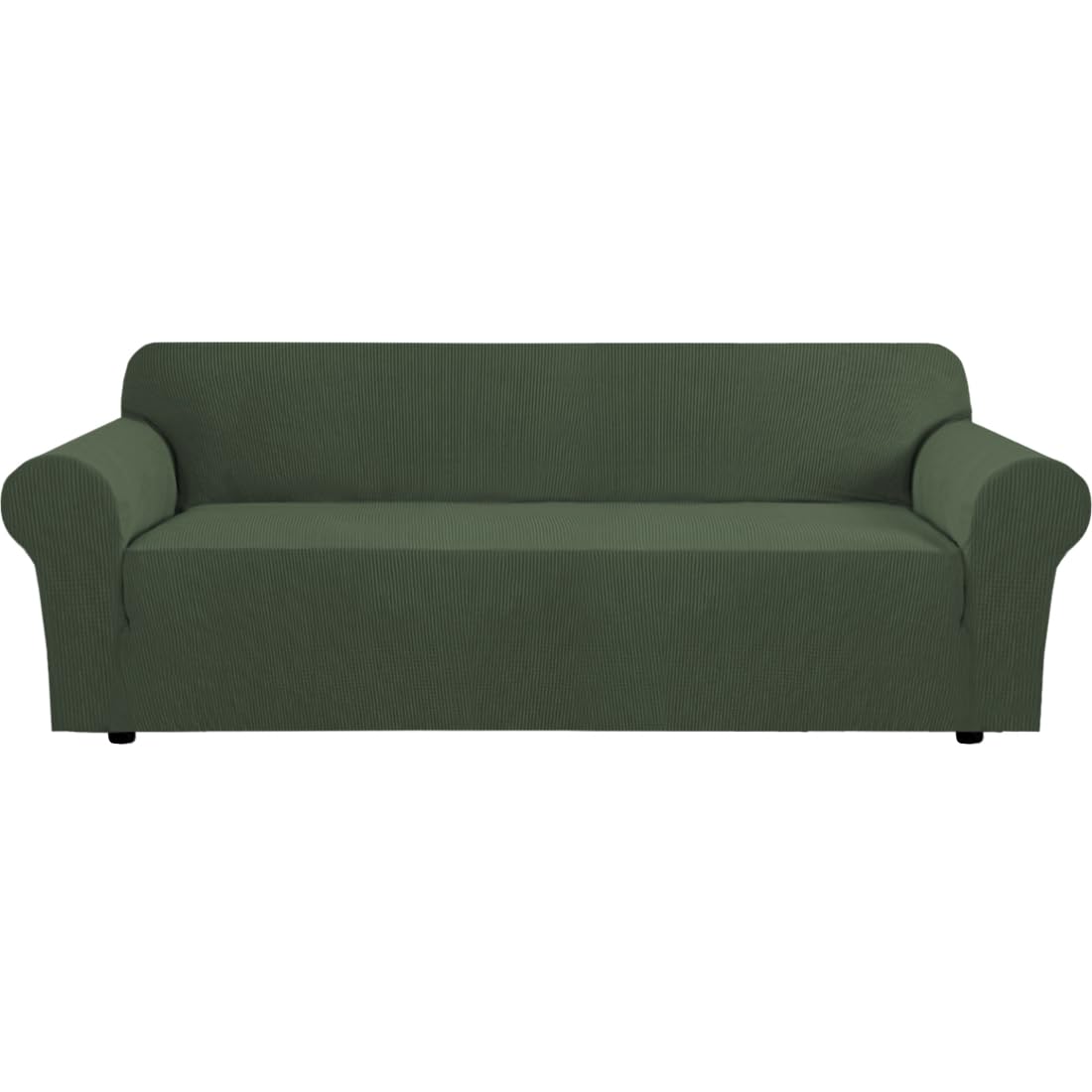 H.VERSAILTEX Stretch Sofa Covers for 3 Cushion Couch Covers Sofa Slipcovers for Living Room Feature Thick Checked Jacquard Fabric with Elastic Bottom, Sofa Large - Natural