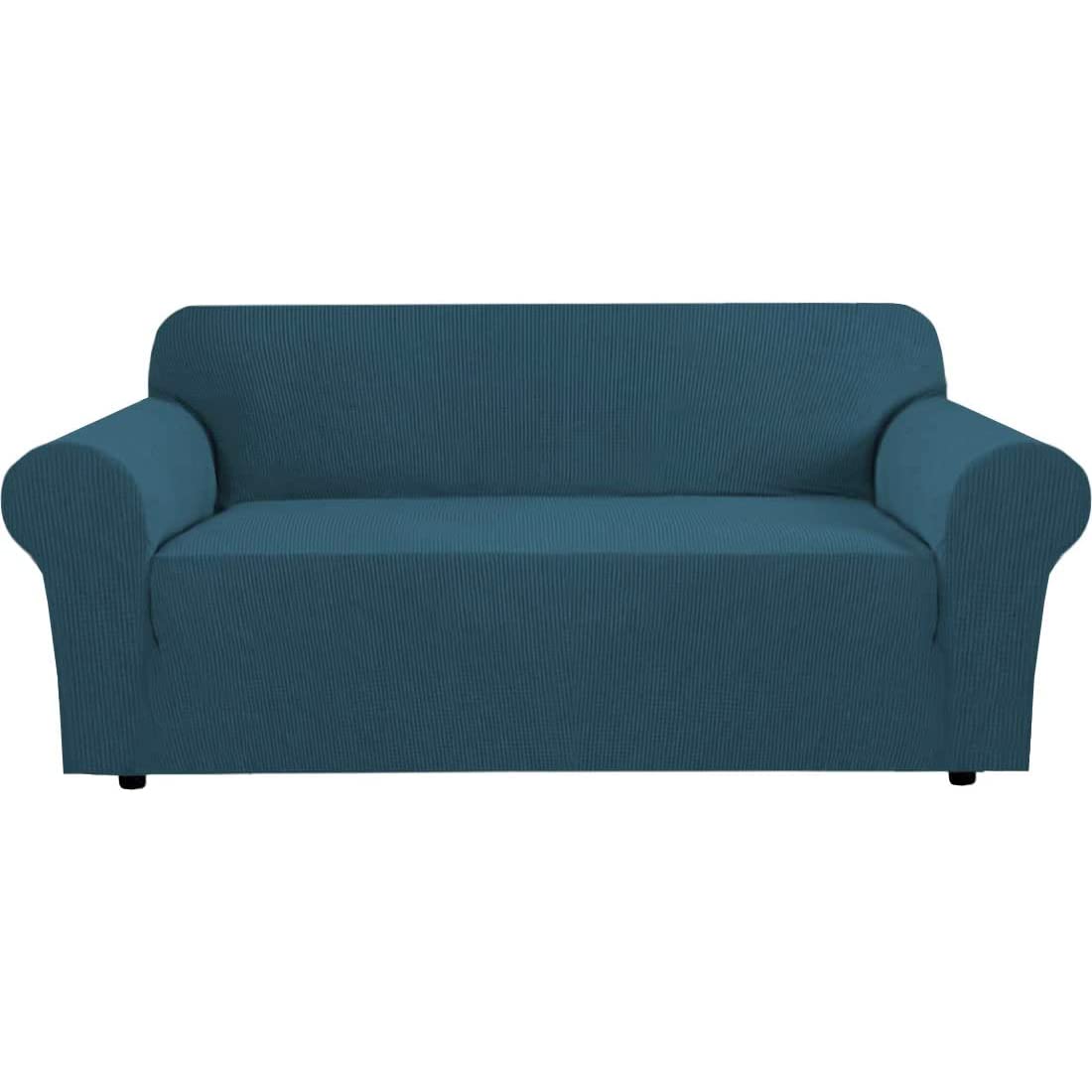 H.VERSAILTEX Stretch Sofa Covers for 3 Cushion Couch Covers Sofa Slipcovers for Living Room Feature Thick Checked Jacquard Fabric with Elastic Bottom, Sofa Large - Natural