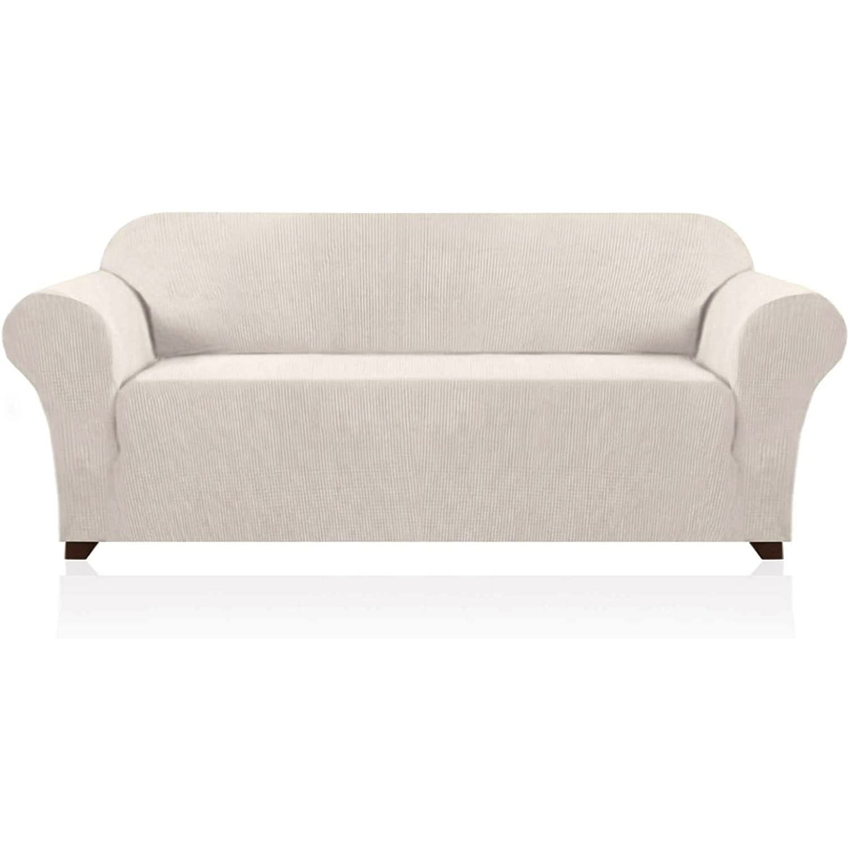 PrinceDeco Stretch Loveseat Sofa Cover Slipcover Couch Cover for 2 Cushion Sofa Washable Sofa Cover for Pets Friendly Furniture Protector Covers with Non Slip Bottom(Loveseat, Brown)