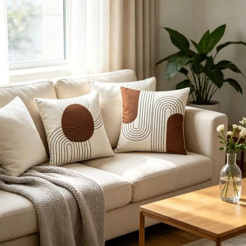 4-Piece Set, Bohemian geometric line single-sided printed pillow covers with zipper closure. Suitable for home use in bedrooms, living rooms, sofas, cars and chair backs. Also ideal for outdoor patio and camping cushion decor. (inserts not included)