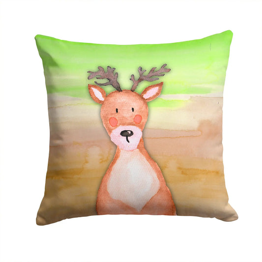 Deer Watercolor Decorative Throw Pillow 14x14 Indoor Outdoor Accent Cushion, Fabric Cover with Insert for Sofa, Bed, Porch & Living Room