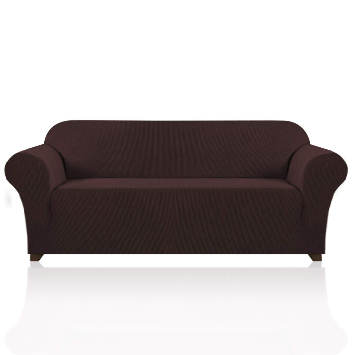 PrinceDeco Stretch Loveseat Sofa Cover Slipcover Couch Cover for 2 Cushion Sofa Washable Sofa Cover for Pets Friendly Furniture Protector Covers with Non Slip Bottom(Loveseat, Brown)