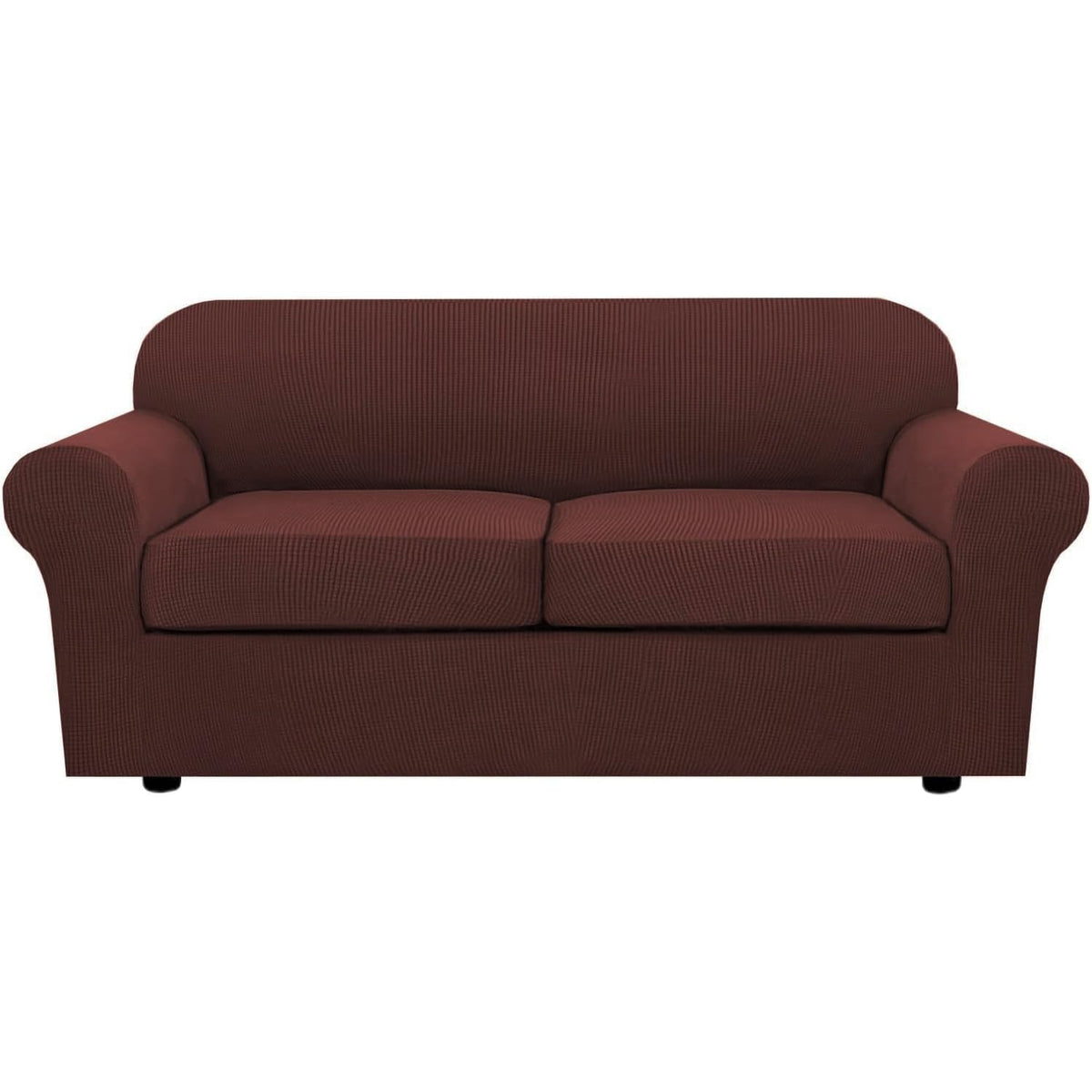 H.VERSAILTEX 4 Piece Stretch Sofa Covers for 3 Cushion Couch Covers for Living Room Slipcovers (Base Cover Plus 3 Seat Cushion Covers) Upgraded Thicker Jacquard Fabric (Sofa, Sand)